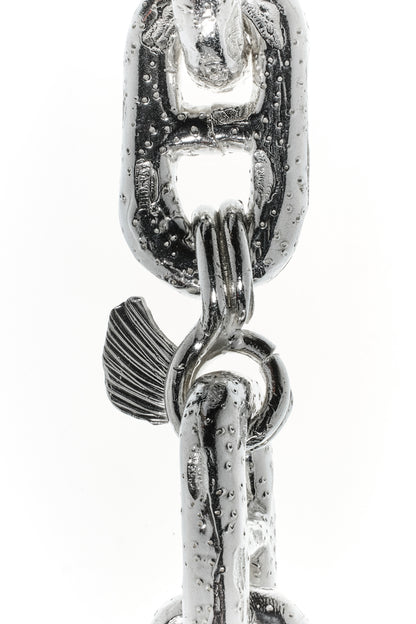 Schwere Ankerketten, handgefertigter Zander-Karabiner – Verbindung zwischen Mensch und Meer, aus recyceltem Sterling Silber handgefertigte Oberflächentextur