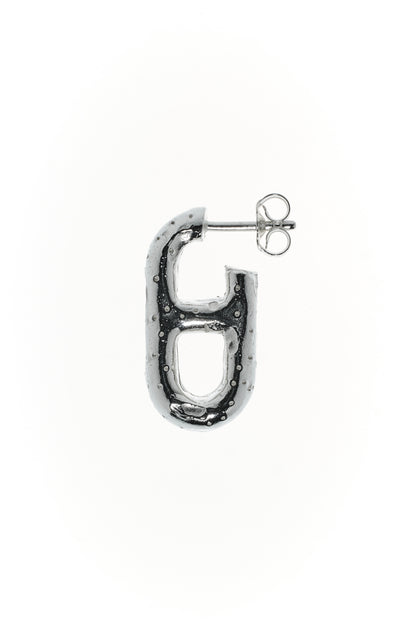 Ohrring, 6 g, 11 x 22 x 5 mm, Sterling Silber mit gepunkteter Oberfläche, an die Haut eines Zanders erinnernd