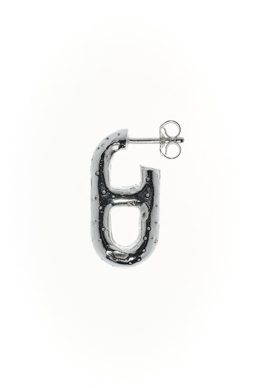 Ohrring, 6 g, 11 x 22 x 5 mm, Sterling Silber mit gepunkteter Oberfläche, an die Haut eines Zanders erinnernd